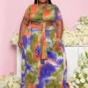 Tie Dye Plus Size Top With Maxi Dress -Women's Clothing Shop P 20210515103623027 259