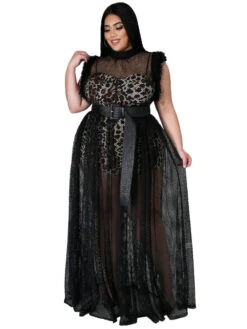 Plus Size Gauze Sleeveless Dress With Romper