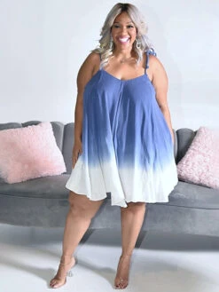 Plus Size Contrast Color Camisole Dress