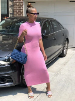 Popular Solid Fitted Short Sleeve Maxi Dress -Women's Clothing Shop P 20210813105855336 288