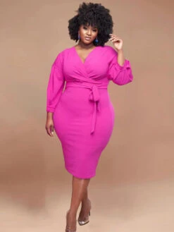 Casual V Neck Plus Size Maxi Dress