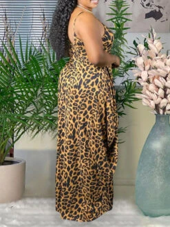 New Leopard V Neck Maxi Dress -Women's Clothing Shop P 20210819174354838 423