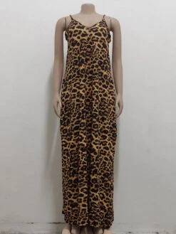 New Leopard V Neck Maxi Dress -Women's Clothing Shop P 20210819174407570 977
