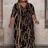 Fashion Printing V Neck Plus Size Maxi Dress -Women's Clothing Shop P 20210911114538448 605