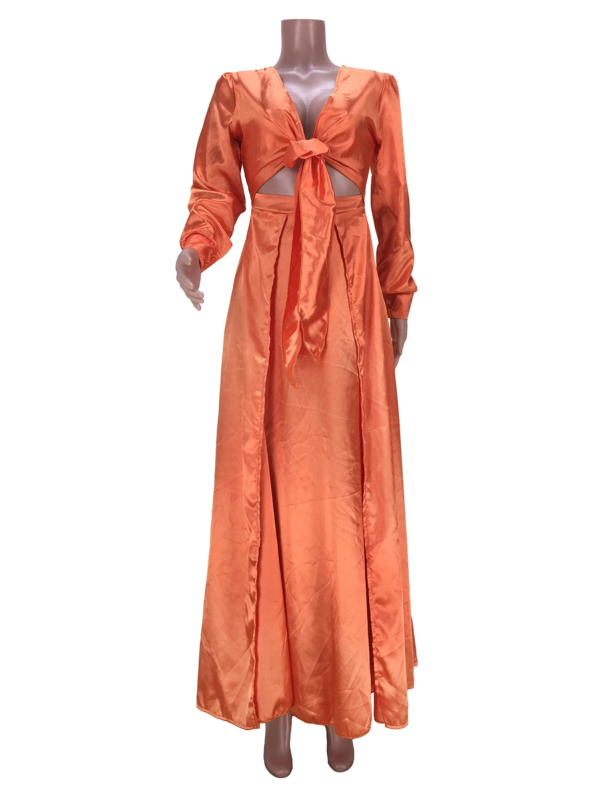 Sexy V Neck Tie Wrap Maxi Dress 5 Sexy V Neck Tie Wrap Maxi Dress - Image 3