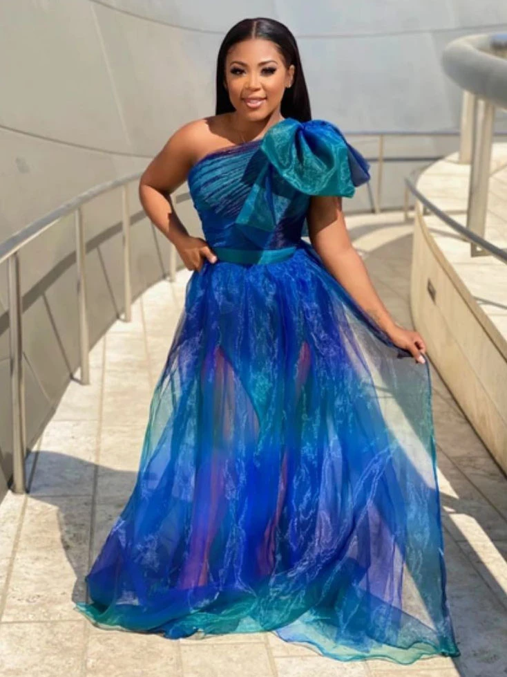 Attractive Patchwork Gauze One Shoulder Maxi Dress 3 Attractive Patchwork Gauze One Shoulder Maxi Dress