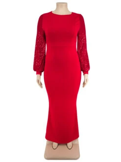 Plus Size Crew Neck Bodycon Maxi Dress -Women's Clothing Shop P 20211018093801644 625