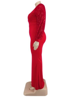 Plus Size Crew Neck Bodycon Maxi Dress -Women's Clothing Shop P 20211018093812422 934