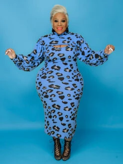 Popular Leopard Plus Size Two Piece Dress