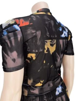 Plus Size Pleated Sleeves Gauze Hollow Dress Top -Women's Clothing Shop P 20220107164506432 538