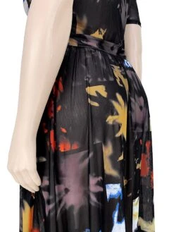 Plus Size Pleated Sleeves Gauze Hollow Dress Top -Women's Clothing Shop P 20220107164510906 240