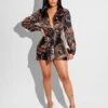 Casual Print Black Long Sleeve Shirt Dress -Women's Clothing Shop P 20220117174111169 923