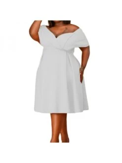 Trendy White Off The Shoulder Short Sleeve Dress