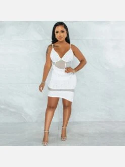 Sexy Hot Drilling Gauze Sleeveless Dress