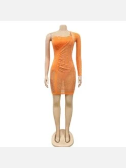 Sexy Club Hot Drilling Long Sleeve Short Dress -Women's Clothing Shop P 20220221145451438 365