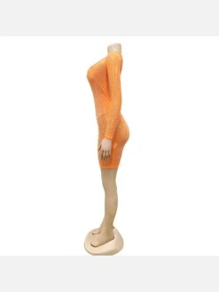 Sexy Club Hot Drilling Long Sleeve Short Dress -Women's Clothing Shop P 20220221145452649 244