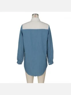 Contrast Color Denim Patchwork Long Sleeve Shirt Dress -Women's Clothing Shop P 20220225175631735 653