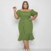 Plus Size Half Sleeve Off Shoulder Fishtail Dress -Women's Clothing Shop P 20220315114806985 251