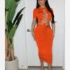 Sexy Hollow Out Bandage Short Sleeve Dress -Women's Clothing Shop P 20220317093731502 686