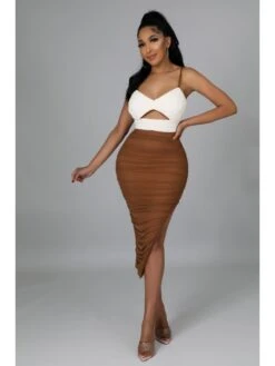 Sexy Hollowed Out Irregular Split Hem Suspender Dress