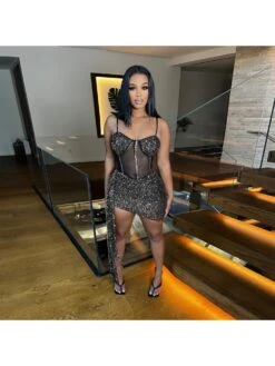 Sexy Sequin Gauze Sleeveless Dress