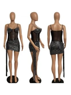 Sexy Sequin Gauze Sleeveless Dress -Women's Clothing Shop P 20220402124347913 250