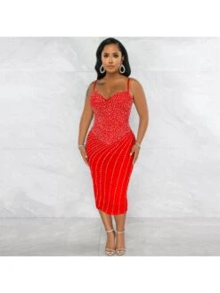 Club Rhinestone Sleeveless Maxi Dress