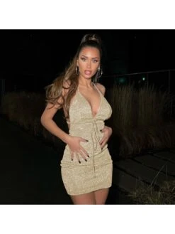 Sexy V Neck Sleeveless Prom Dress