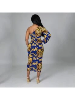 Hollowed Out Printing One Shoulder Sexy Maxi Dress -Women's Clothing Shop P 20220419182040053 869