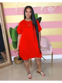 Casual Loose Pure Color Pure Color Women's Dress