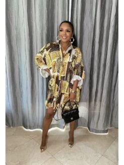 New Long Sleeve Polo Collar Women Maxi Dress