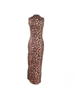 Plus Size Zipper Leopard Print Sleeveless Maxi Dress -Women's Clothing Shop P 20220423091742838 248