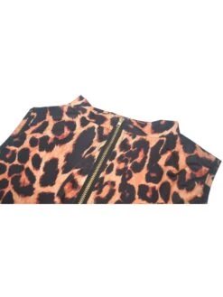 Plus Size Zipper Leopard Print Sleeveless Maxi Dress -Women's Clothing Shop P 20220423091745252 536