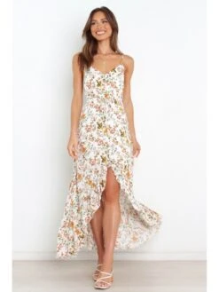 Fashion Casual Split Hem Floral Long Dress -Women's Clothing Shop P 20220428000543636 965
