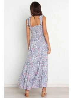 Ladies Blue Square Neck Floral Maxi Dress -Women's Clothing Shop P 20220505150141154 658