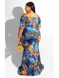 Printing One Shoulder Plus Size Dress -Women's Clothing Shop P 20220511020738342 365