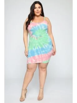 Casual Spaghetti Straps Tie Dye Short Dress