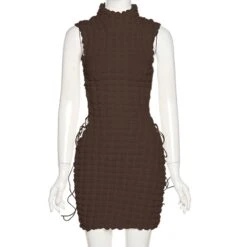 Designer Ruched Seductive Tie Wrap Sleeveless Dress