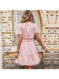 Bohemian Floral Printing Ruffled V-Neck Women's Dress -Women's Clothing Shop P 20220520121843842 318