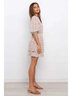 Elastic Waist Floral Printing Patchwork Dress -Women's Clothing Shop P 20220601213350719 342