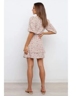 Elastic Waist Floral Printing Patchwork Dress -Women's Clothing Shop P 20220601213353285 621