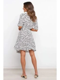 Summer V-Neck Leopard Short Sleeve Dress -Women's Clothing Shop P 20220602095148339 833
