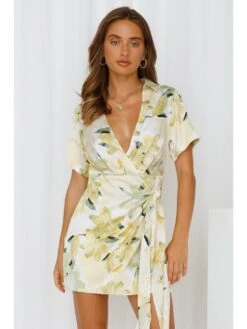 Fashion V-Neck Short Sleeve Printed Dress