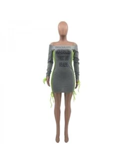 Off The Shoulder Long Sleeve Short Dress -Women's Clothing Shop P 20220602223645728 627