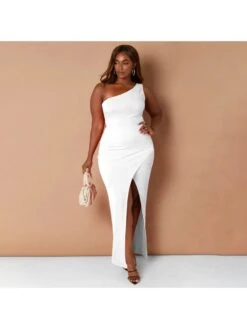 Plus Size One Shoulder Slit Sleeveless Maxi Dress -Women's Clothing Shop P 20220611233908085 189