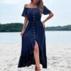 Summer Off Shoulder Ruffled Maxi Dress -Women's Clothing Shop P 20220612000443105 649