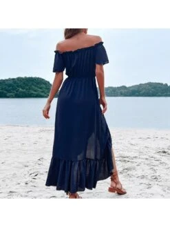 Summer Off Shoulder Ruffled Maxi Dress -Women's Clothing Shop P 20220612000449995 473