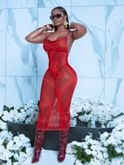 Sexy Gauze See Through Backless Women's Sleeveless Dress -Women's Clothing Shop P 20220613141254119 274