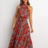 Fashion Flower Printing Halter Sleeveless Women's Dress -Women's Clothing Shop P 20220623144744101 690