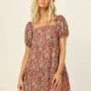 Summer Square Neck Puff Sleeve Floral Women's Dress -Women's Clothing Shop P 20220623154843946 999